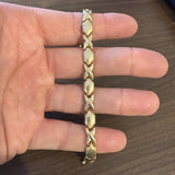 14k Yellow Gold 12g Ladies 7.5mm Hugs and Kisses XO Link Bracelet Italy 7.25"