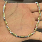 14k Yellow and White Gold 19.5g Ladies Two Tone 5mm Bar Link Necklace Italy 16"