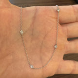 14k White Gold and 0.70cttw Seven Diamond by Yard Necklace Italy 15.5"