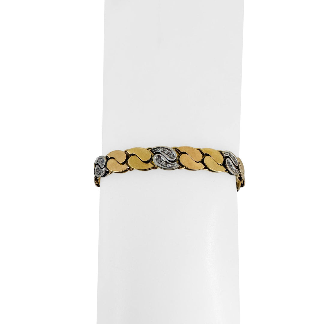 Chimento 18k Tri Tone Gold and Diamond Vintage 19.7g Link Bracelet Italy 7.25"