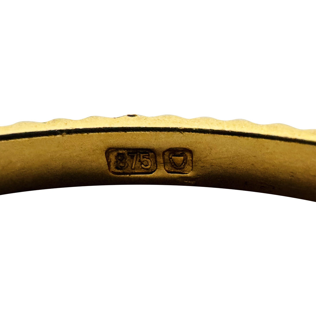 21k Yellow and White Gold 10.6g Solid Fancy Bangle Bracelet 7"