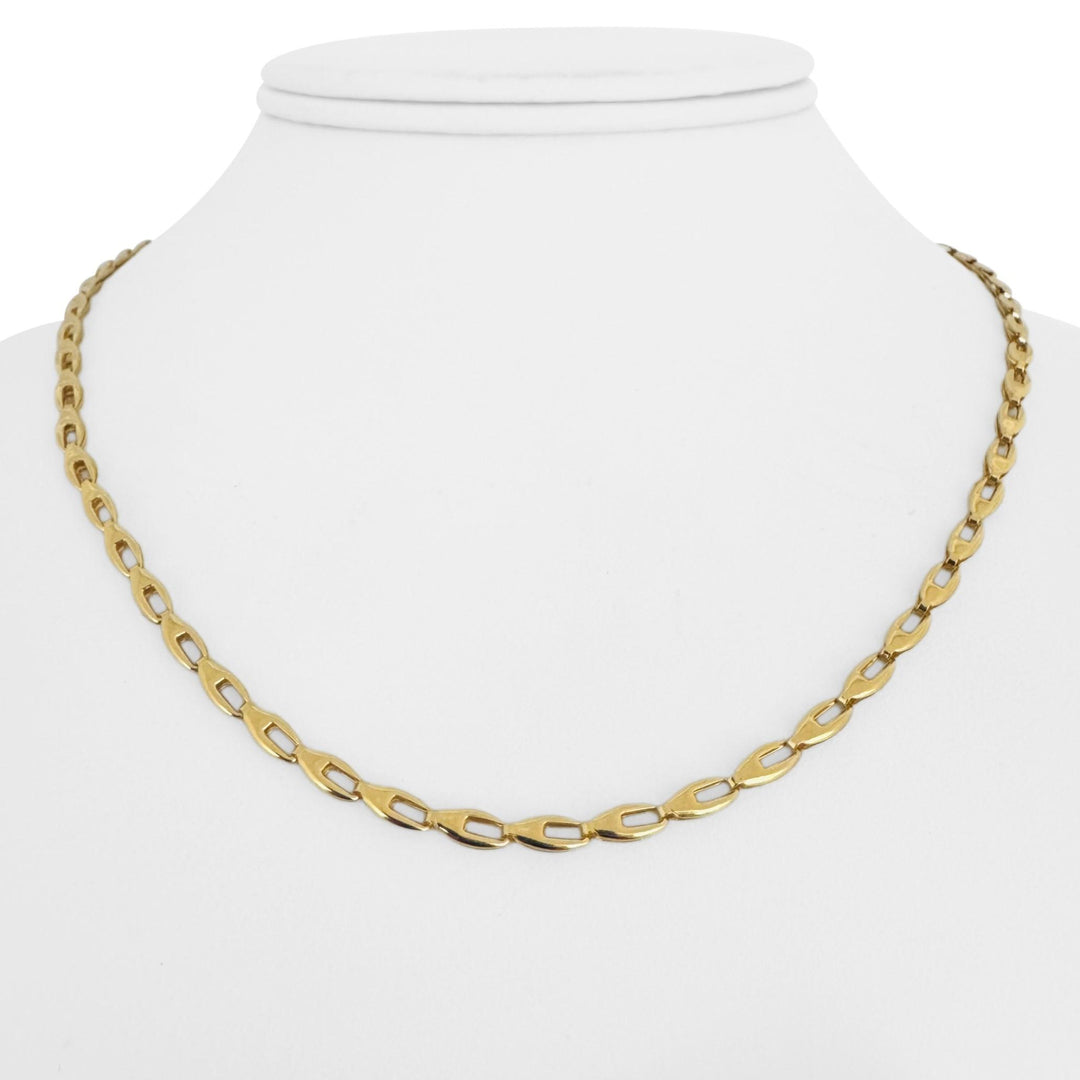 18k Yellow Gold 7g Ladies Hollow 3mm Fancy Link Necklace Italy 17"