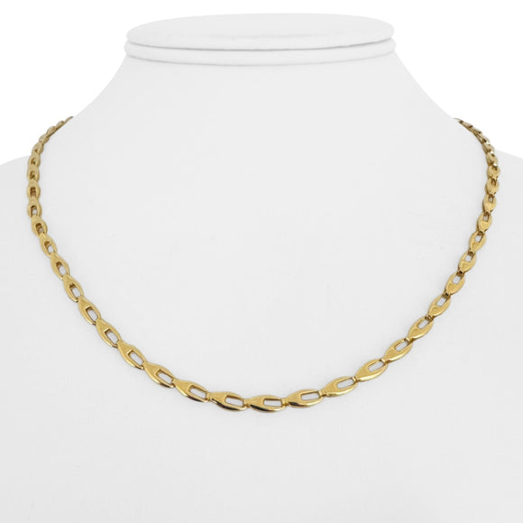 18k Yellow Gold 7g Ladies Hollow 3mm Fancy Link Necklace Italy 17