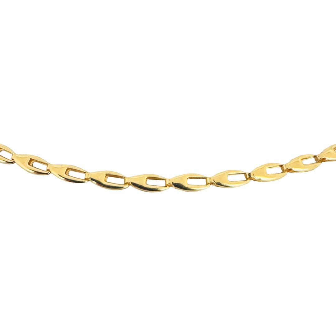 18k Yellow Gold 7g Ladies Hollow 3mm Fancy Link Necklace Italy 17"
