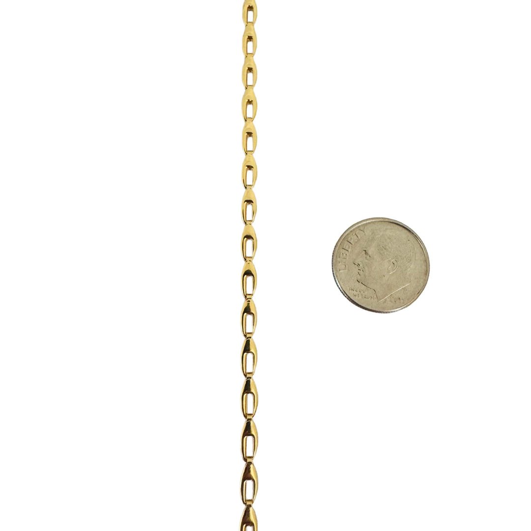 18k Yellow Gold 7g Ladies Hollow 3mm Fancy Link Necklace Italy 17"