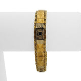 18k Yellow and White Gold Blue Sapphire 9.7g Vintage Fancy Link Bracelet 6.75"