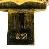 18k Yellow and White Gold Blue Sapphire 9.7g Vintage Fancy Link Bracelet 6.75"