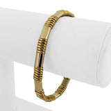 Piero Milano 18k Yellow and White Gold 26.7g Solid Flex Cuff Bracelet Italy 6.5"