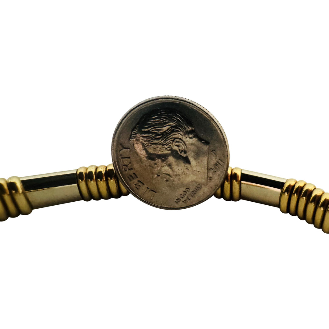 Piero Milano 18k Yellow and White Gold 26.7g Solid Flex Cuff Bracelet Italy 6.5"