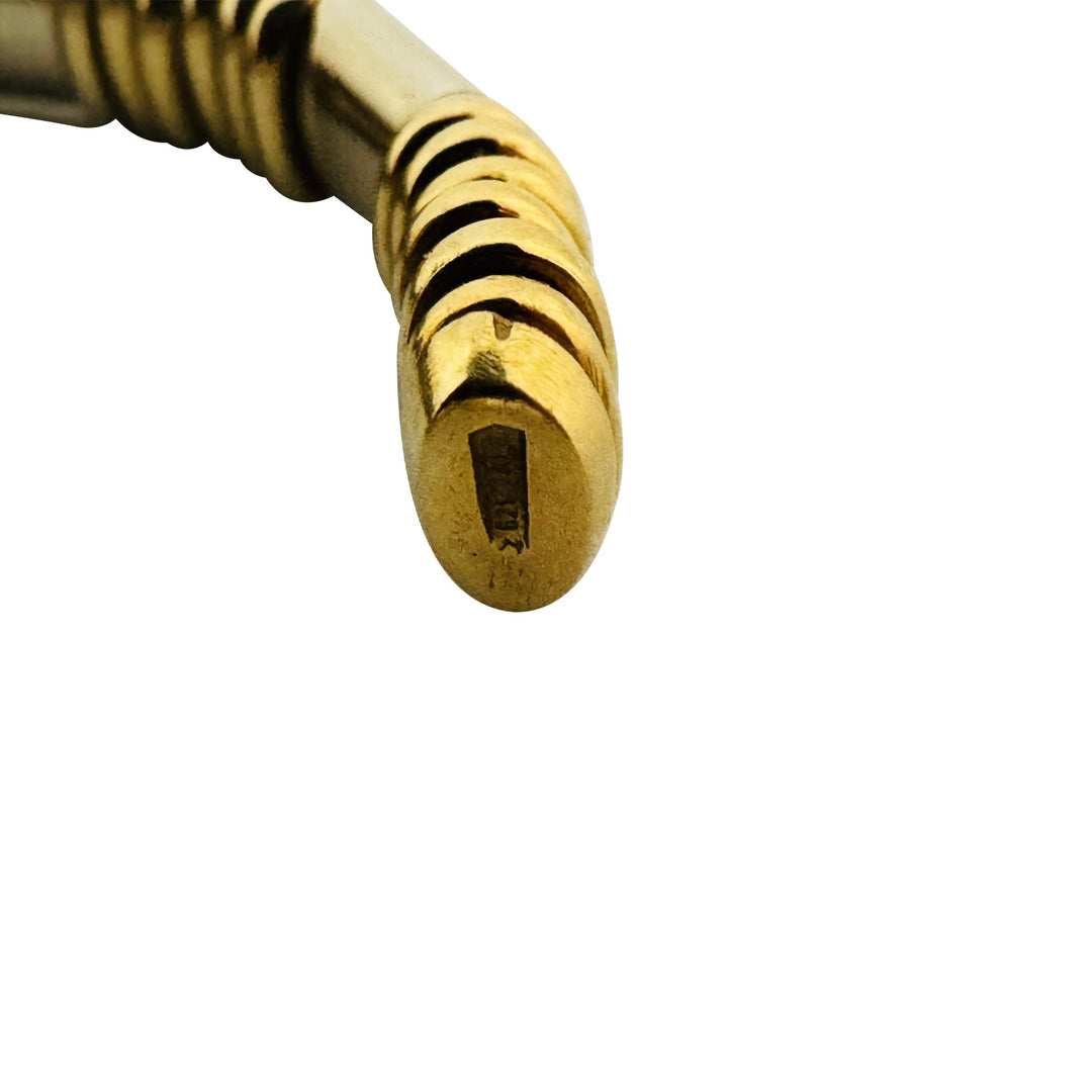 Piero Milano 18k Yellow and White Gold 26.7g Solid Flex Cuff Bracelet Italy 6.5"