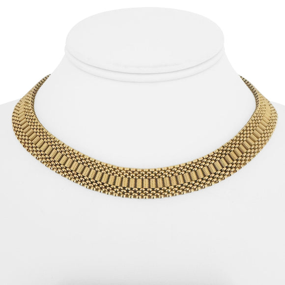 14k Yellow Gold 48g Heavy Vintage 12mm Fancy Link Collar Necklace 15