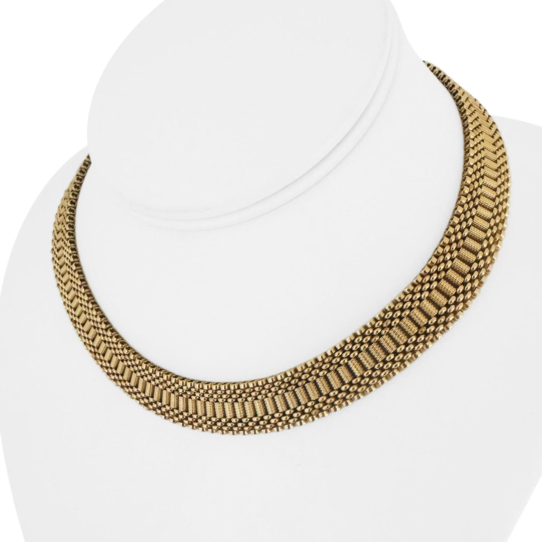 14k Yellow Gold 48g Heavy Vintage 12mm Fancy Link Collar Necklace 15"
