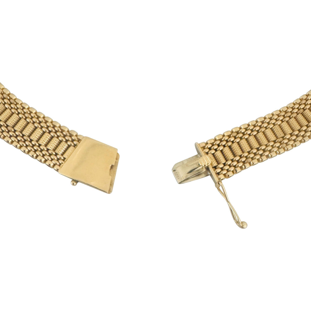 14k Yellow Gold 48g Heavy Vintage 12mm Fancy Link Collar Necklace 15"