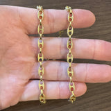 18k Yellow Gold 44g Vintage Solid Heavy Textured Mariner Link Necklace Italy 20"