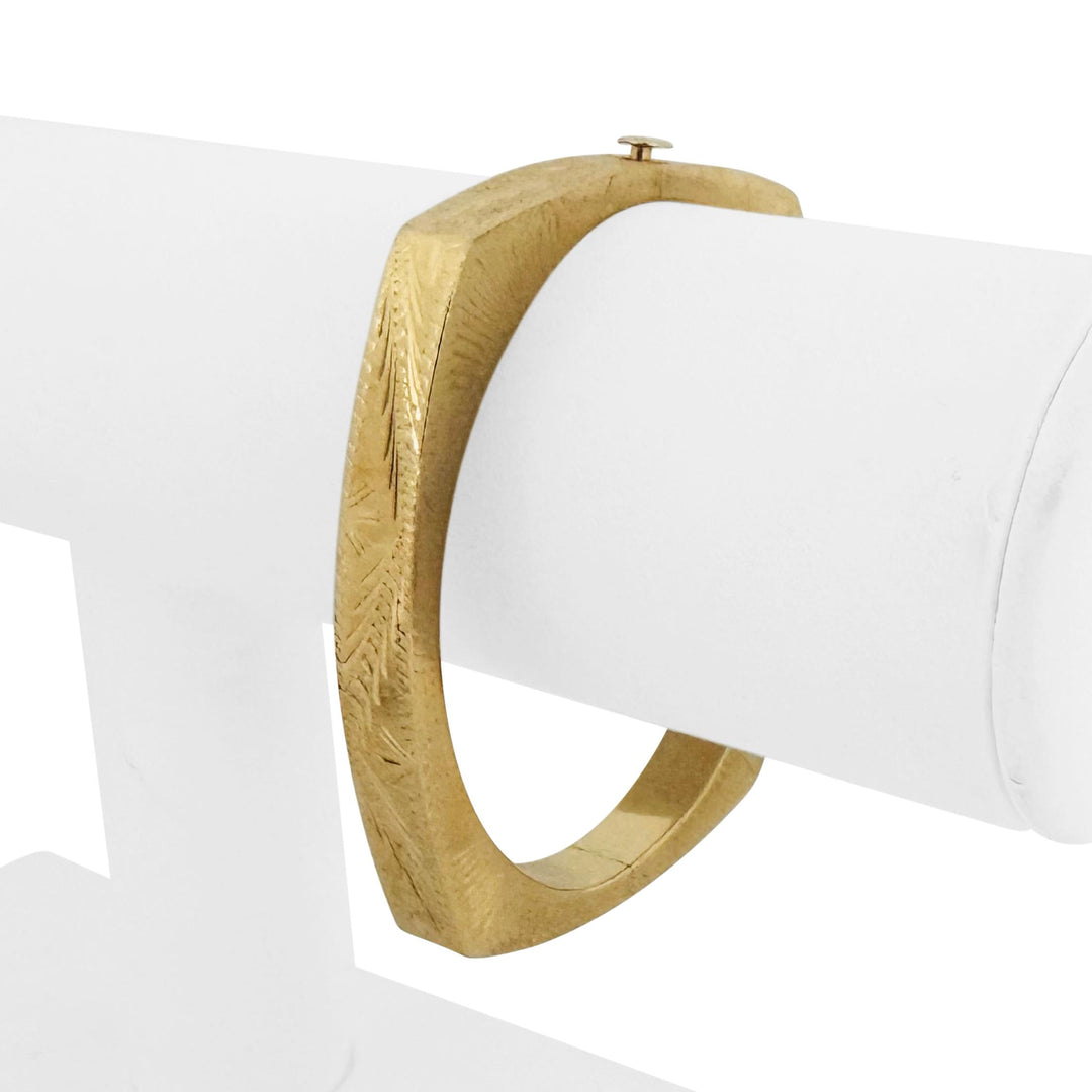 14k Yellow Gold 18g Ladies Vintage Squared Bangle Bracelet 6.75"