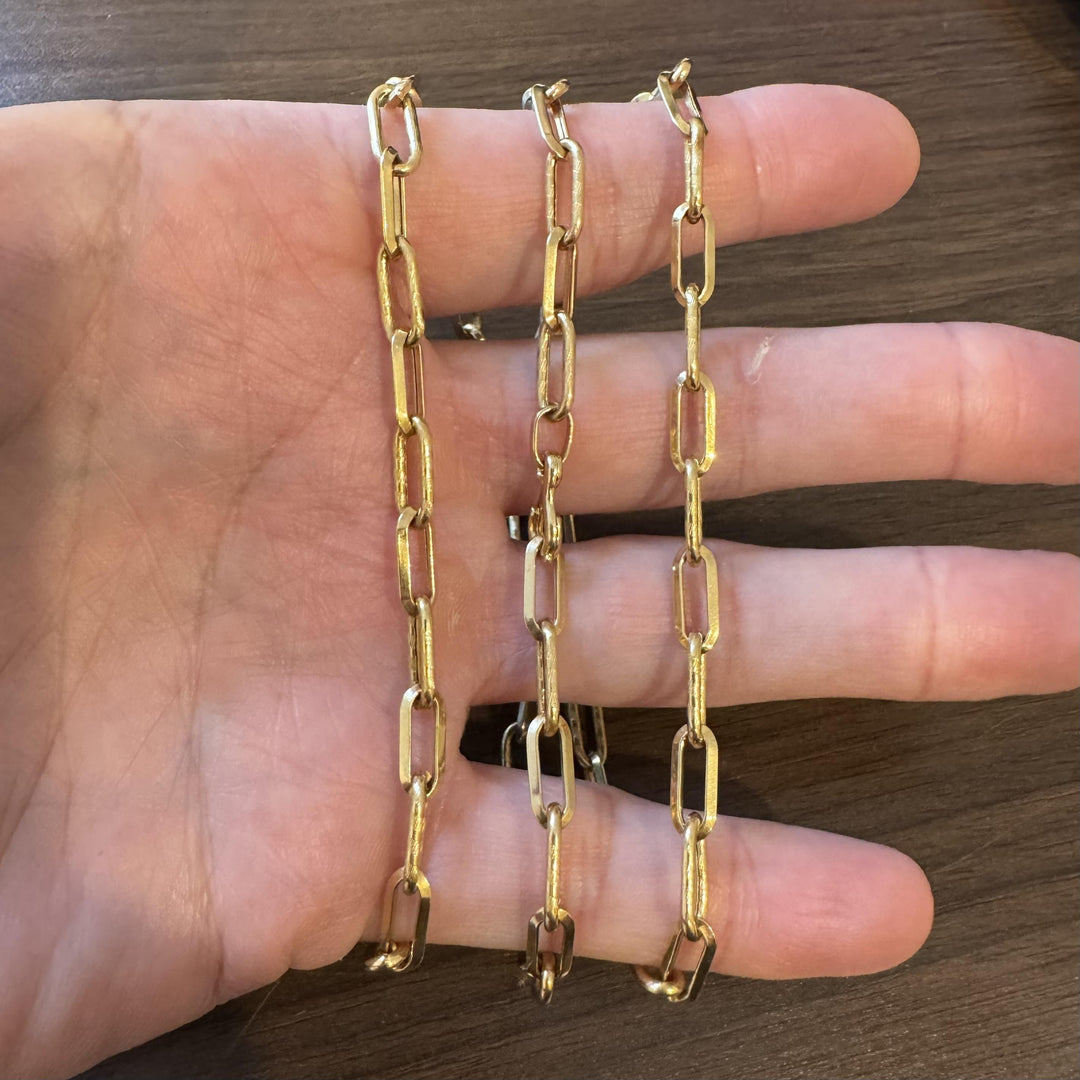 18k Yellow Gold 22.3g Vintage Alternating Paperclip Link Necklace Italy 30"