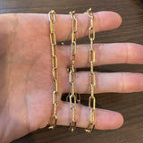 18k Yellow Gold 22.3g Vintage Alternating Paperclip Link Necklace Italy 30"