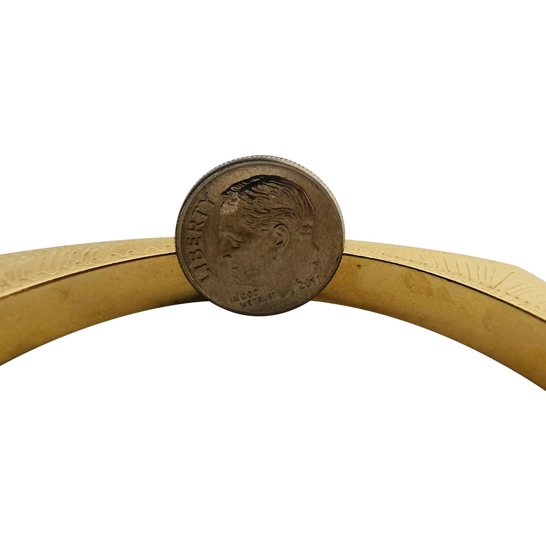 14k Yellow Gold 18g Ladies Vintage Squared Bangle Bracelet 6.75"