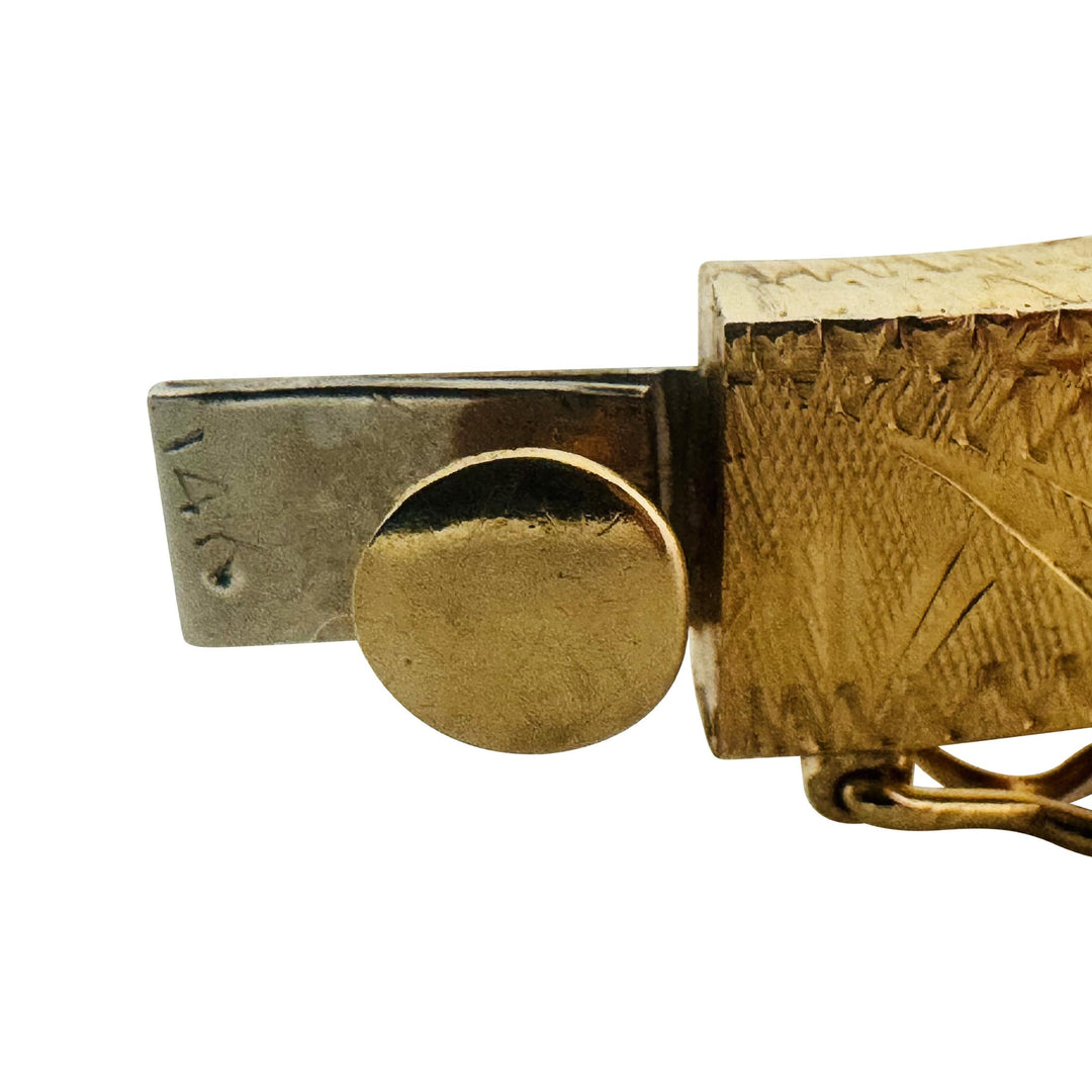 14k Yellow Gold 18g Ladies Vintage Squared Bangle Bracelet 6.75"