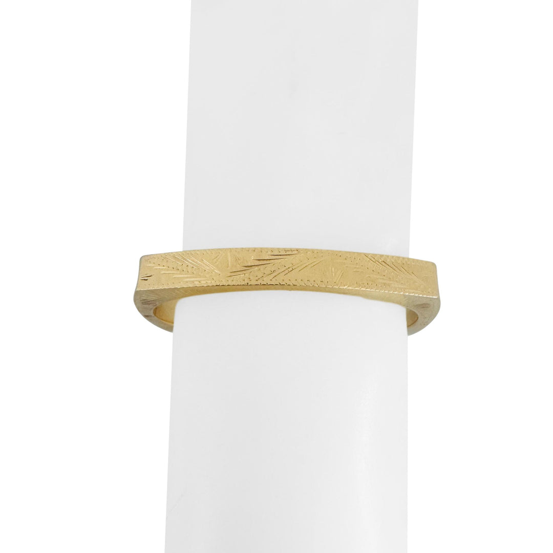 14k Yellow Gold 18g Ladies Vintage Squared Bangle Bracelet 6.75"