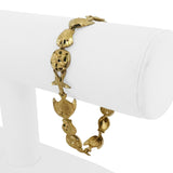 14k Yellow Gold 12.8g Diamond Cut Beach Ocean Charm Link Bracelet 7.25"