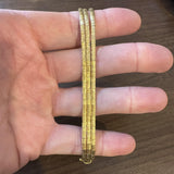 18k Yellow Gold 22g Vintage Satin Finish Three Strand Omega Bracelet Italy 7.5"