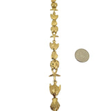 14k Yellow Gold 12.8g Diamond Cut Beach Ocean Charm Link Bracelet 7.25"