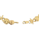 14k Yellow Gold 12.8g Diamond Cut Beach Ocean Charm Link Bracelet 7.25"