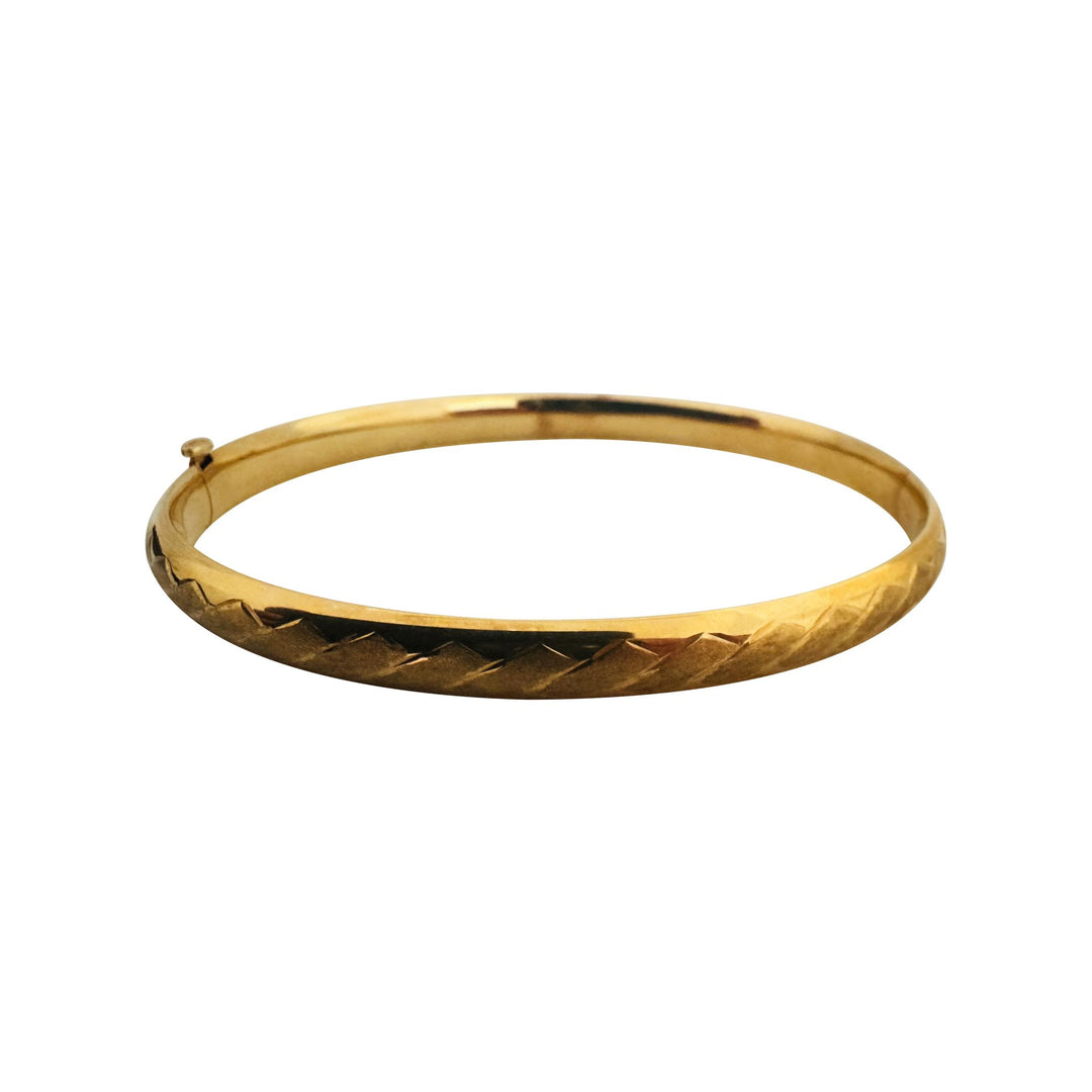14k Yellow Gold 6.5g Light Ladies 6mm Fancy Bangle Bracelet 7.75"