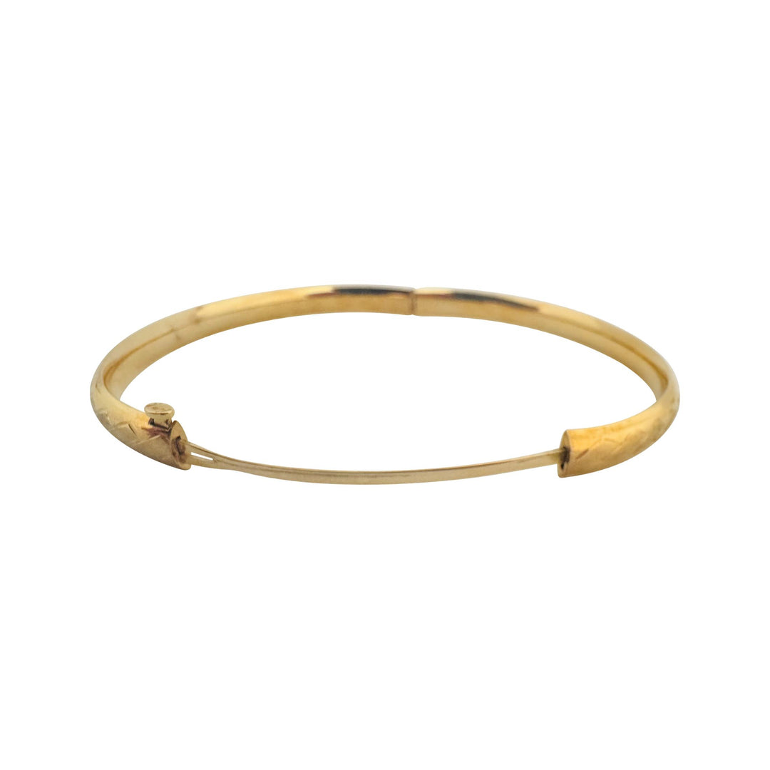 14k Yellow Gold 6.5g Light Ladies 6mm Fancy Bangle Bracelet 7.75"