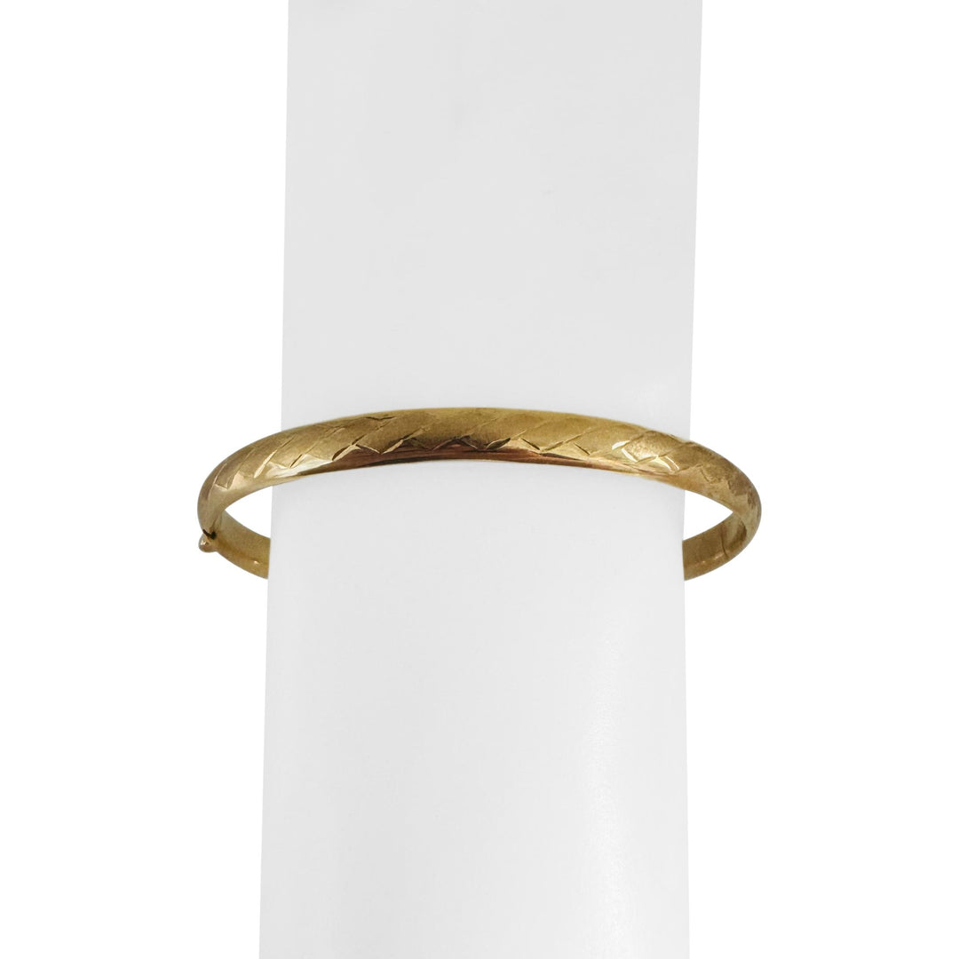 14k Yellow Gold 6.5g Light Ladies 6mm Fancy Bangle Bracelet 7.75"