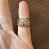 Le Vian 18k Yellow and White Gold and Diamond Solid X Ring Size 6.5