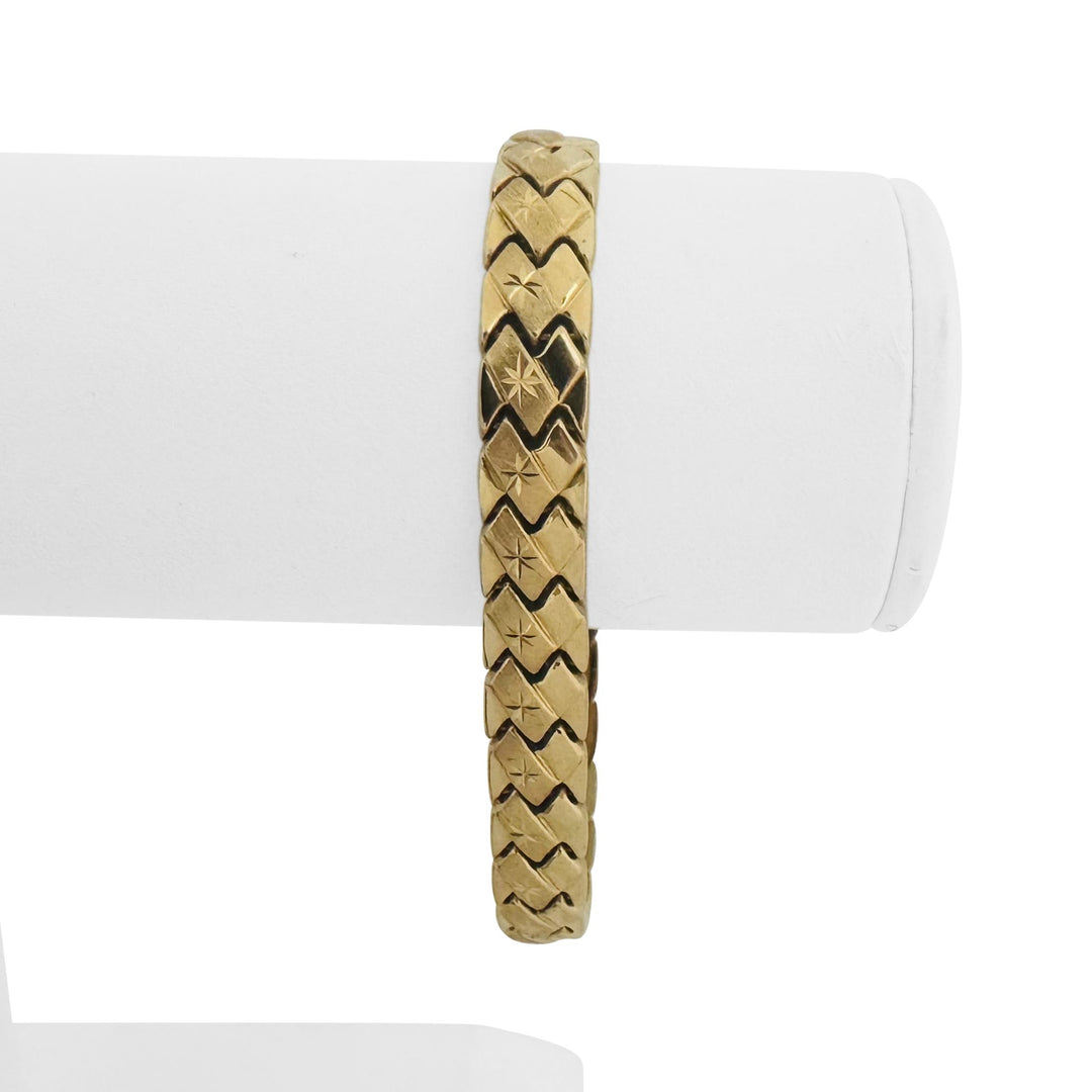 14k Yellow Gold 13.5g Ladies Starburst 8.5mm Fancy Link Bracelet 7.25"