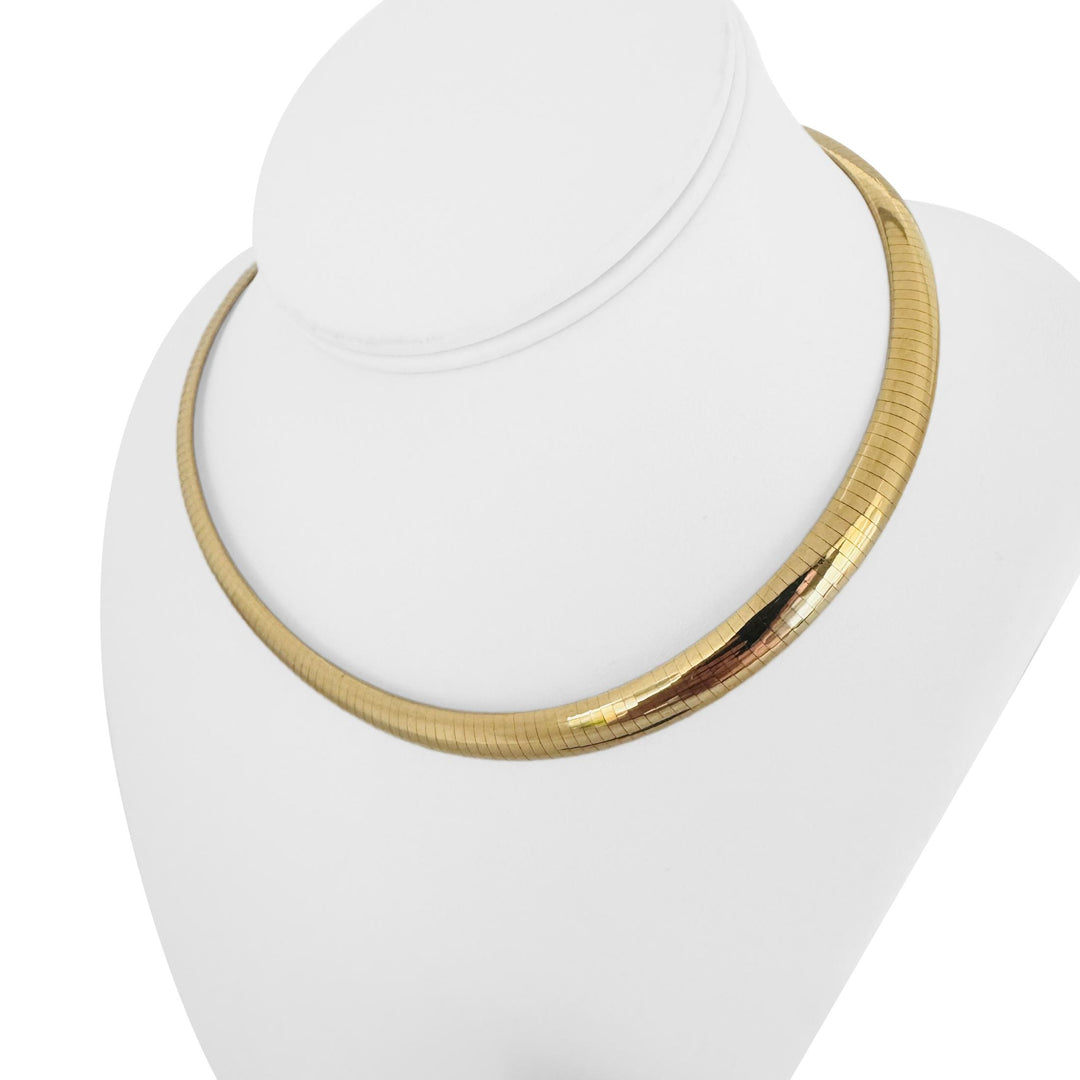 14k Yellow Gold 48.8g Solid Heavy 8mm Omega Link Necklace Italy 16"