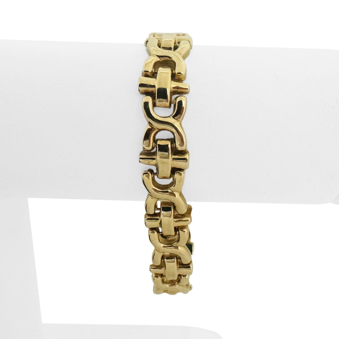 14k Yellow Gold 16.8g Ladies Milor 11mm Fancy Link Bracelet Italy 7"
