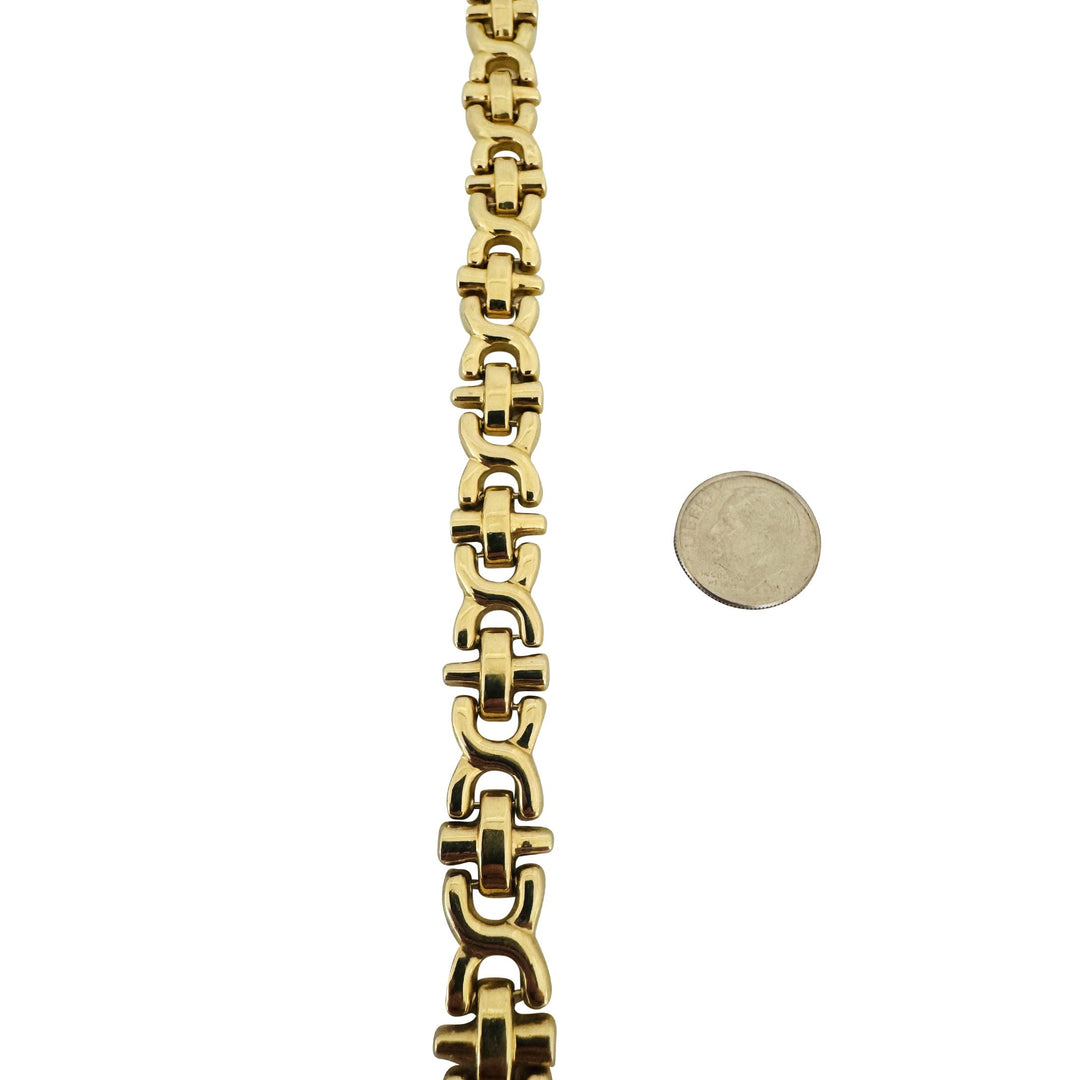 14k Yellow Gold 16.8g Ladies Milor 11mm Fancy Link Bracelet Italy 7"