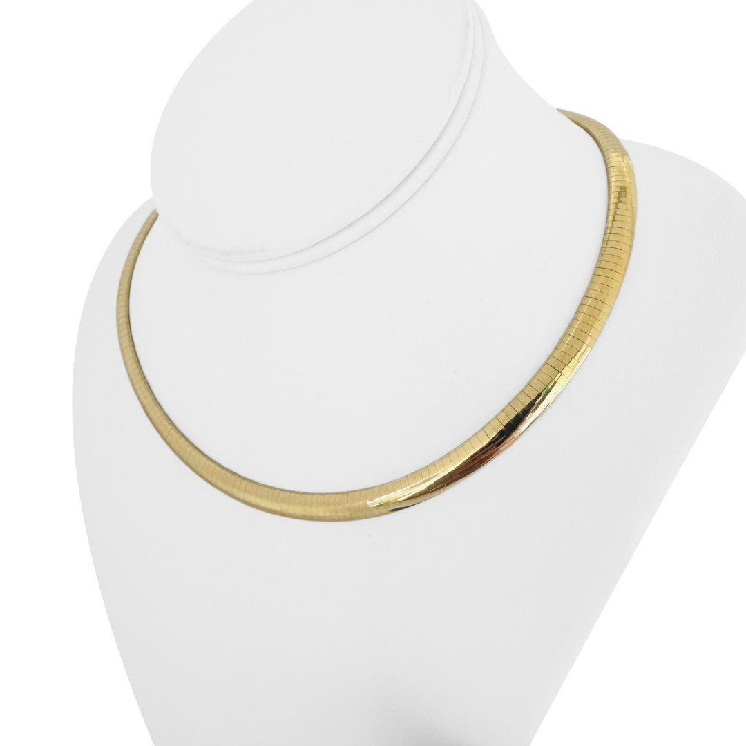 14k Yellow Gold 38g Solid Heavy 6mm Omega Link Necklace Italy 16"