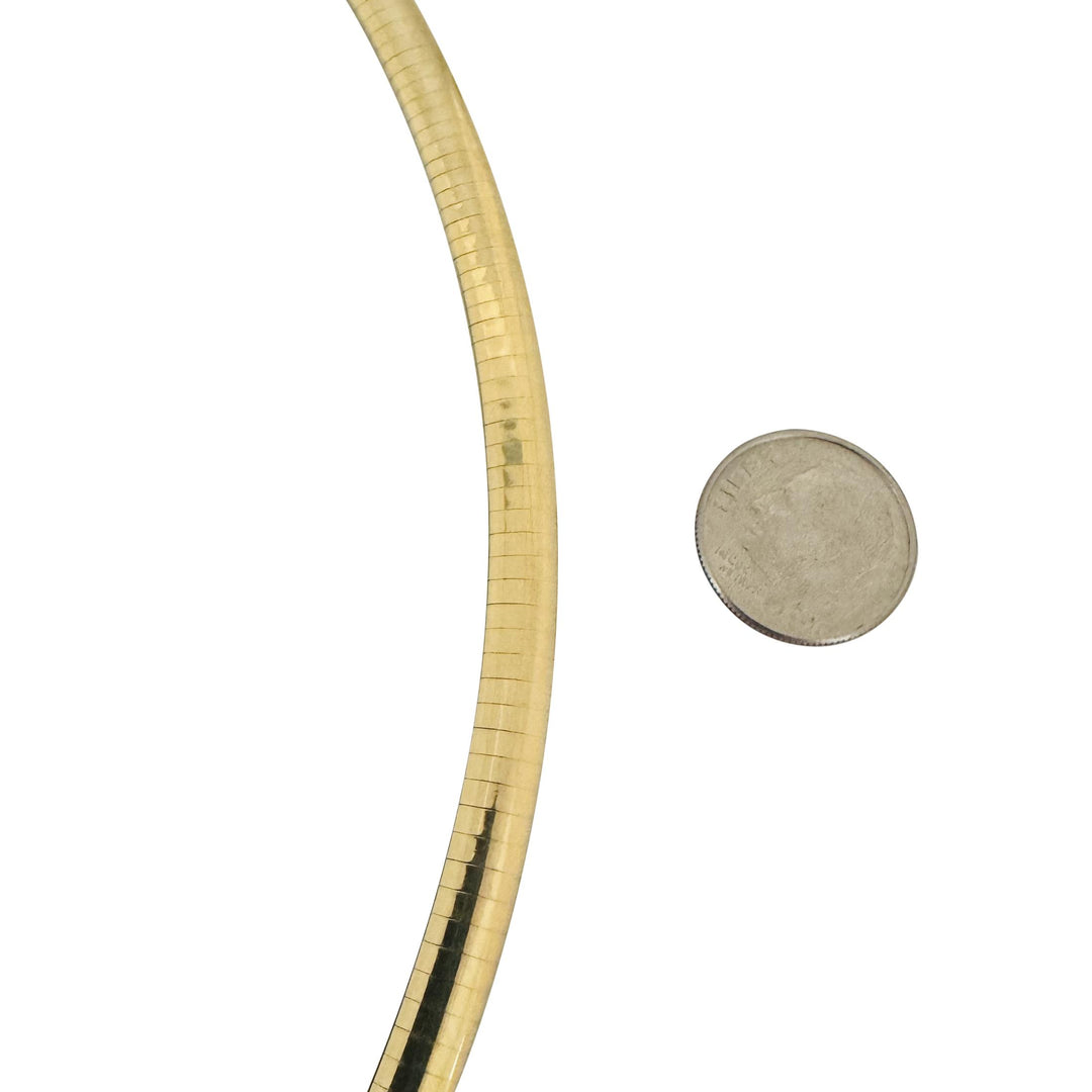 14k Yellow Gold 38g Solid Heavy 6mm Omega Link Necklace Italy 16"