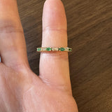 14k Yellow Gold Emerald and Baguette Diamond Band Ring Size 7.5