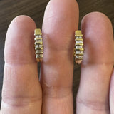 14k Yellow Gold and 0.25cttw Round and Baguette Diamond Huggie Earrings