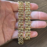 14k Yellow Gold 26.6g Ladies 12.5mm Fancy Bismark Link Necklace Italy 16.5"