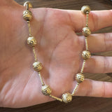 14k Yellow Gold 20.2g Ladies Vintage 10mm Ball Bead String Necklace Italy 17"
