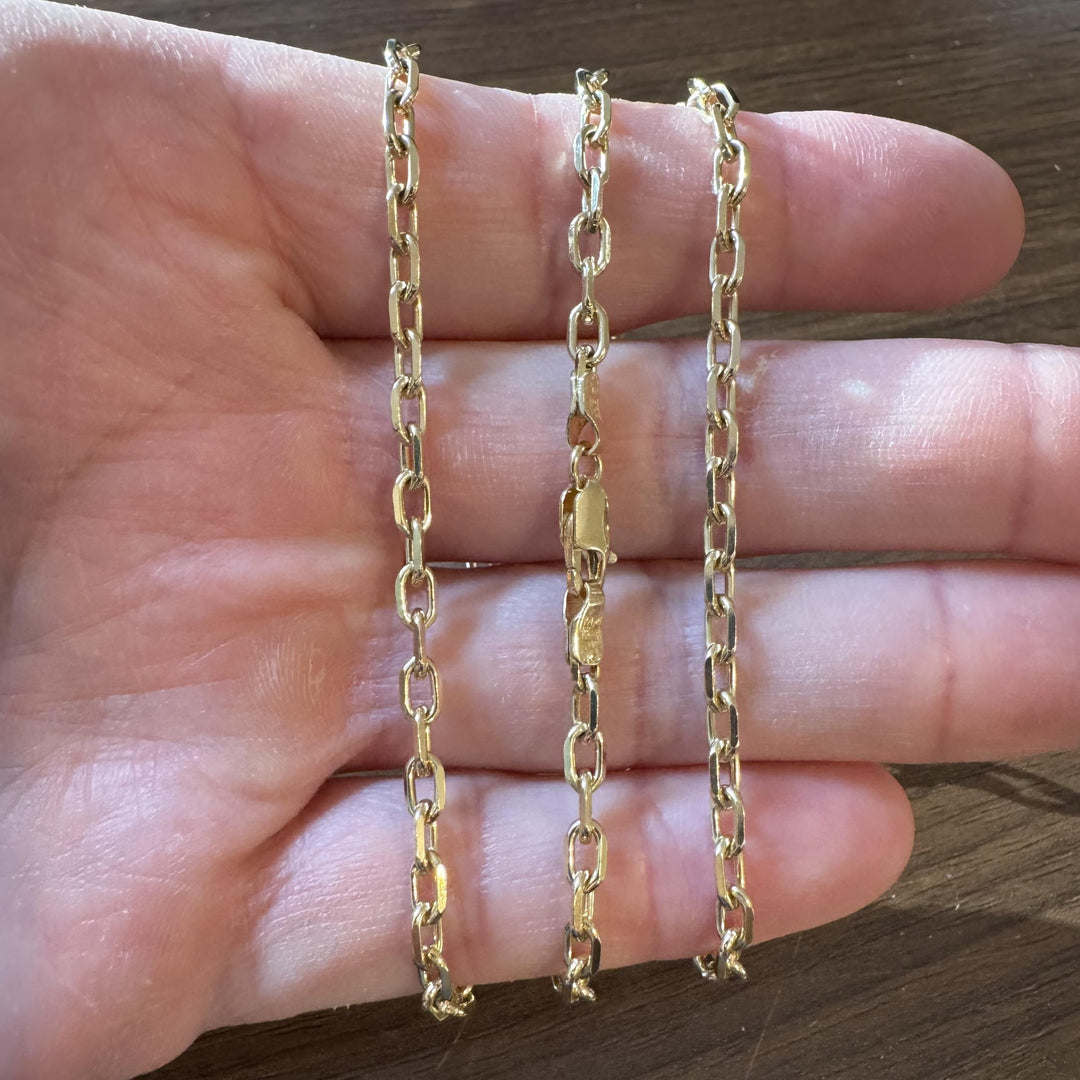 14k Yellow Gold 20.5g Solid 3.8mm Oval Cable Link Chain Necklace Italy 24"