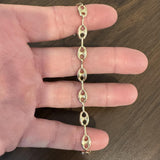 14k Yellow Gold 5.7g Polished 7.5mm Puffy Mariner Link Bracelet 7.5"