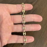 14k Yellow Gold 8.6g Polished 7.5mm Puffy Mariner Link Bracelet 8"