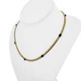 18k Yellow Gold 25.7g Cabochon Lapis Lazuli Curb Link Necklace Italy 17.5"