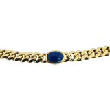 18k Yellow Gold 25.7g Cabochon Lapis Lazuli Curb Link Necklace Italy 17.5"
