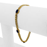 18k Yellow Gold 11.4g Cabochon Lapis Lazuli Curb Link Bracelet Italy 7"