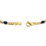 18k Yellow Gold 11.4g Cabochon Lapis Lazuli Curb Link Bracelet Italy 7"