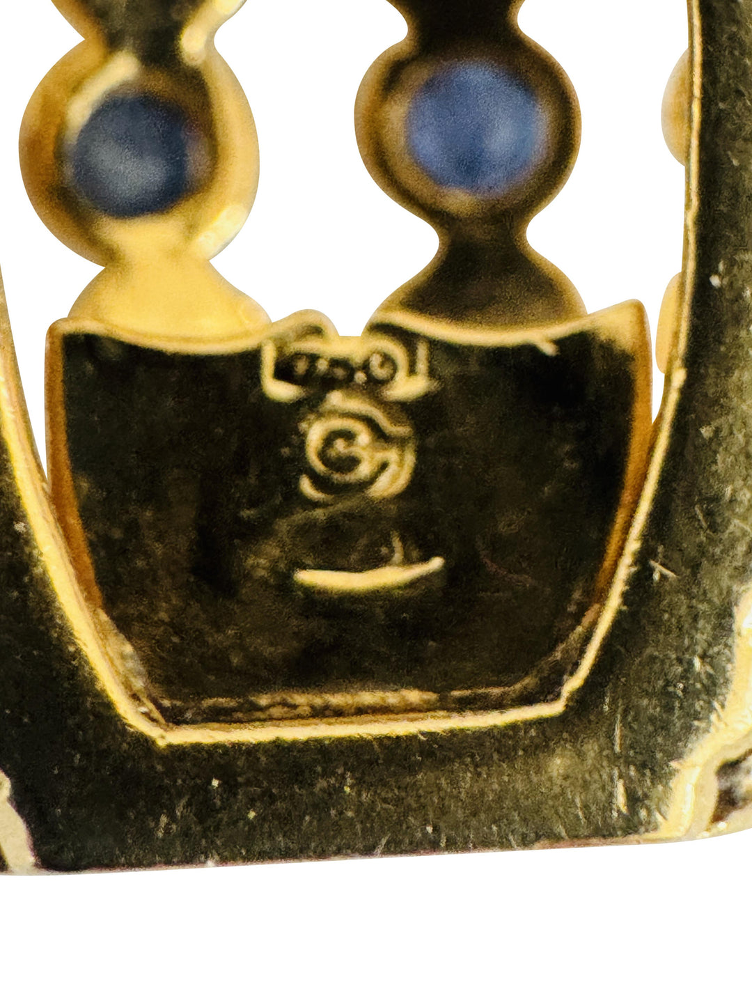 18k Yellow Gold 50g Ruby and Blue Sapphire Fancy Link Vintage Bracelet 7.25"